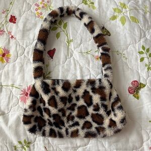 Leopard Print Faux Fur Handbag